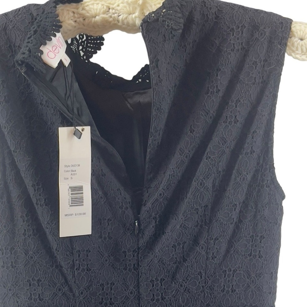 Black Lace Babydoll Cocktail Dress Womens Small Devlin Emile New With Tags - Picture 6 of 8
